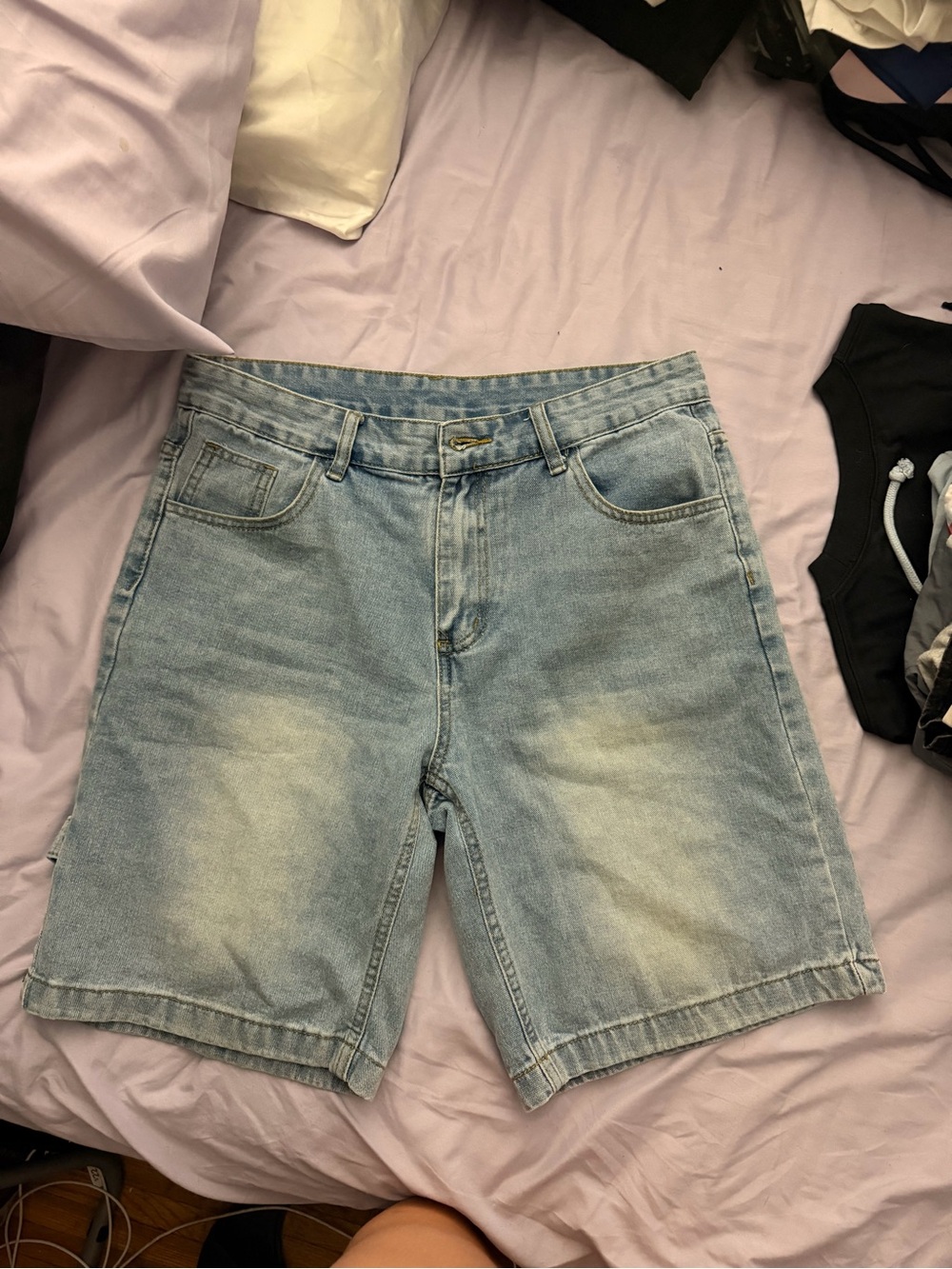 SHEIN Light Blue Washed Denim Men's Shorts